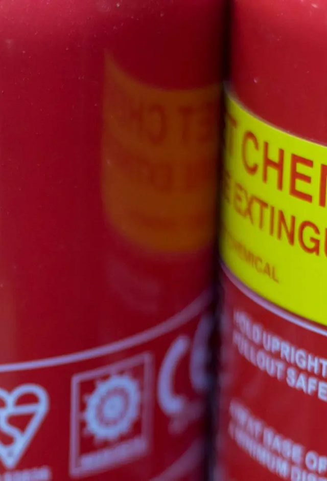 close up of chemical fire extinguisher